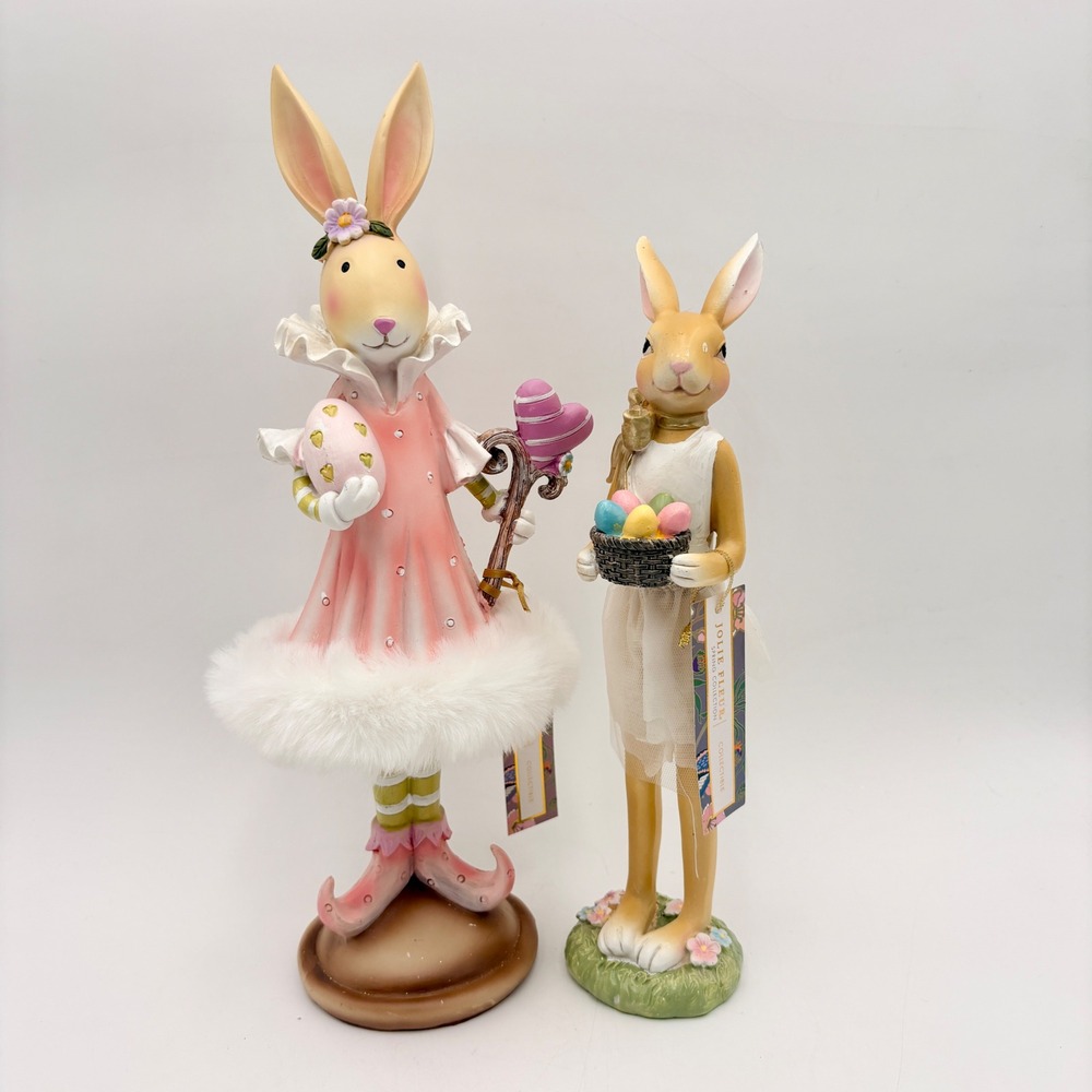 Jolie Fleur Easter Bunny Figurines‎ Set Spring Collection Collectible Decor